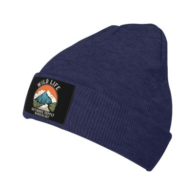 Wildlife Outdoor Icons Beanie Hat Acrylic Knit Warm Winter Hats for Women Men Skull Cap Navy Blue