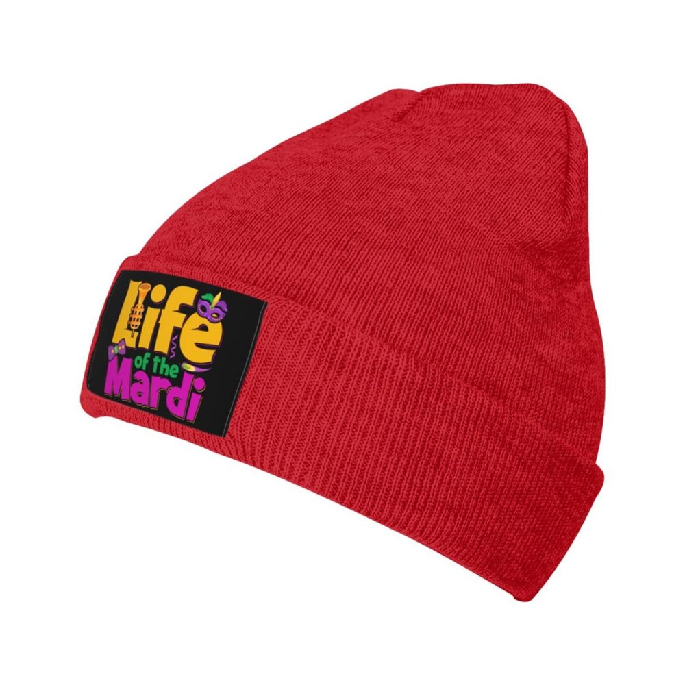 ZKLCRYTR Life of The Mardi Beanie Hat Acrylic Knit Warm Winter Hats for Women Men Skull Cap Red