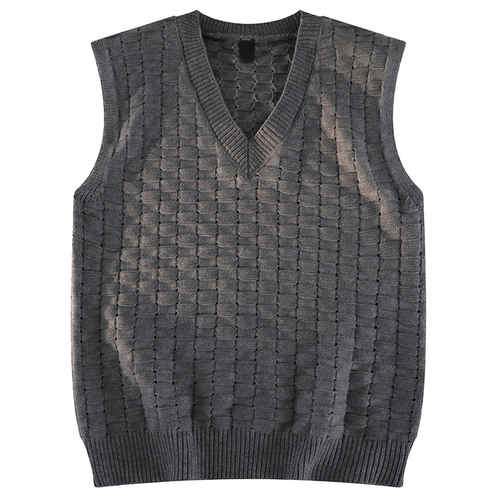 JEShifangjiusu Men's Soft Breathable Sweater Vest Lightweight V-Neck Sleeveless Pullover Ribbed Hem Casual Tank Top (dark grey4,X-Large)