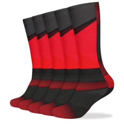 JTKBNVM Red Black Socks for Women Men Cotton Sock Breathable Boot Socks Warm Calf Socks for Hiking Work Crew Socks Thin Casual Long Socks 5 Pairs