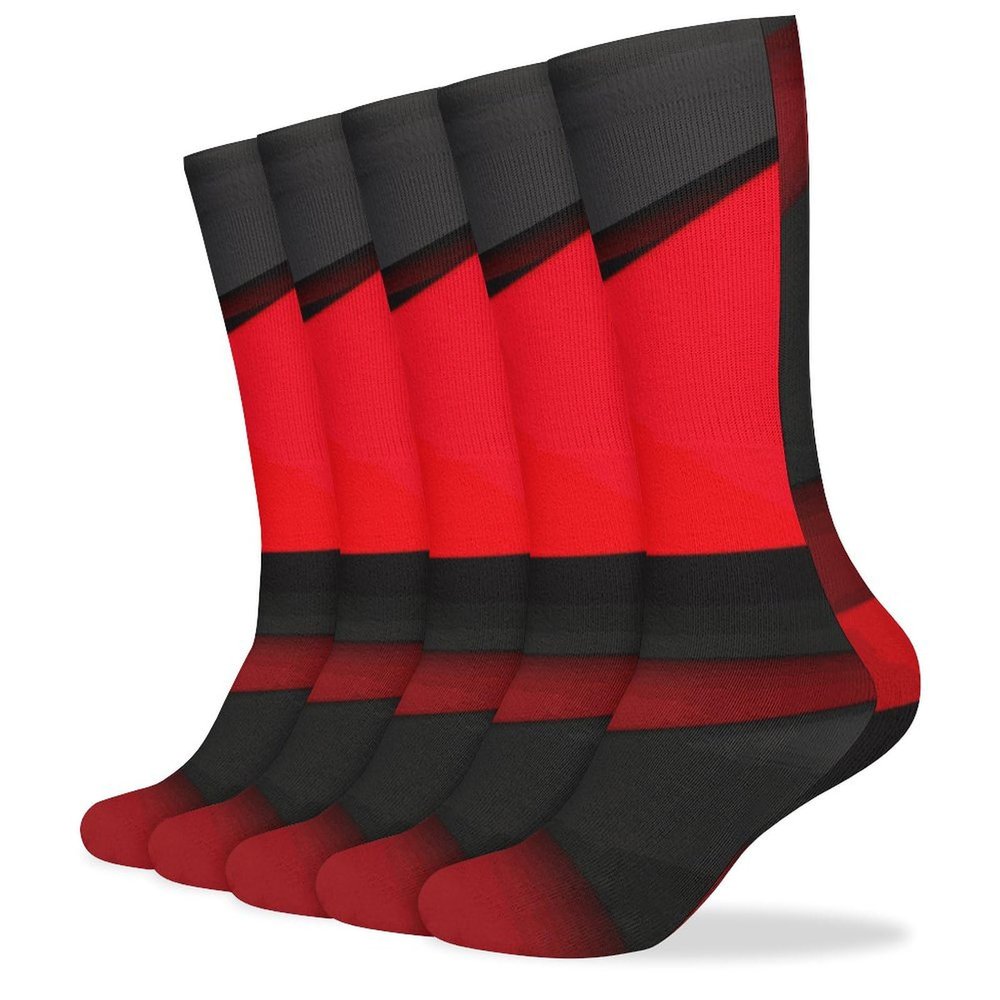 JTKBNVM Red Black Socks for Women Men Cotton Sock Breathable Boot Socks Warm Calf Socks for Hiking Work Crew Socks Thin Casual Long Socks 5 Pairs