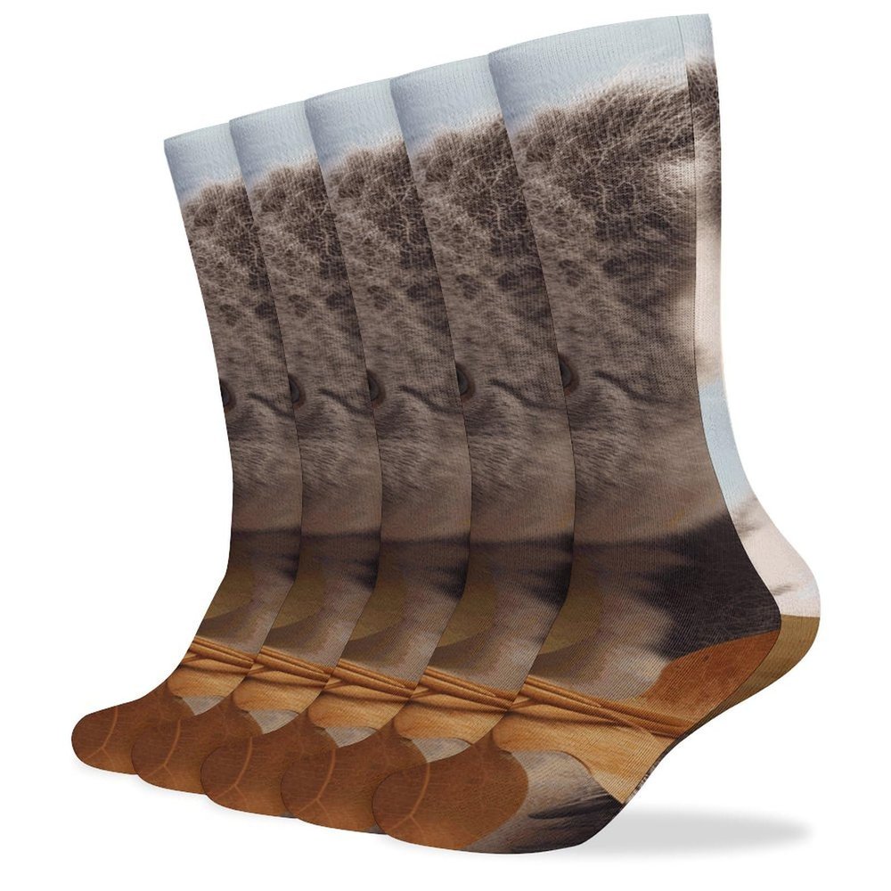 JTKBNVM Animals in Leaves Socks for Women Men Cotton Sock Breathable Boot Socks Warm Calf Socks for Hiking Work Crew Socks Thin Casual Long Socks 5 Pairs