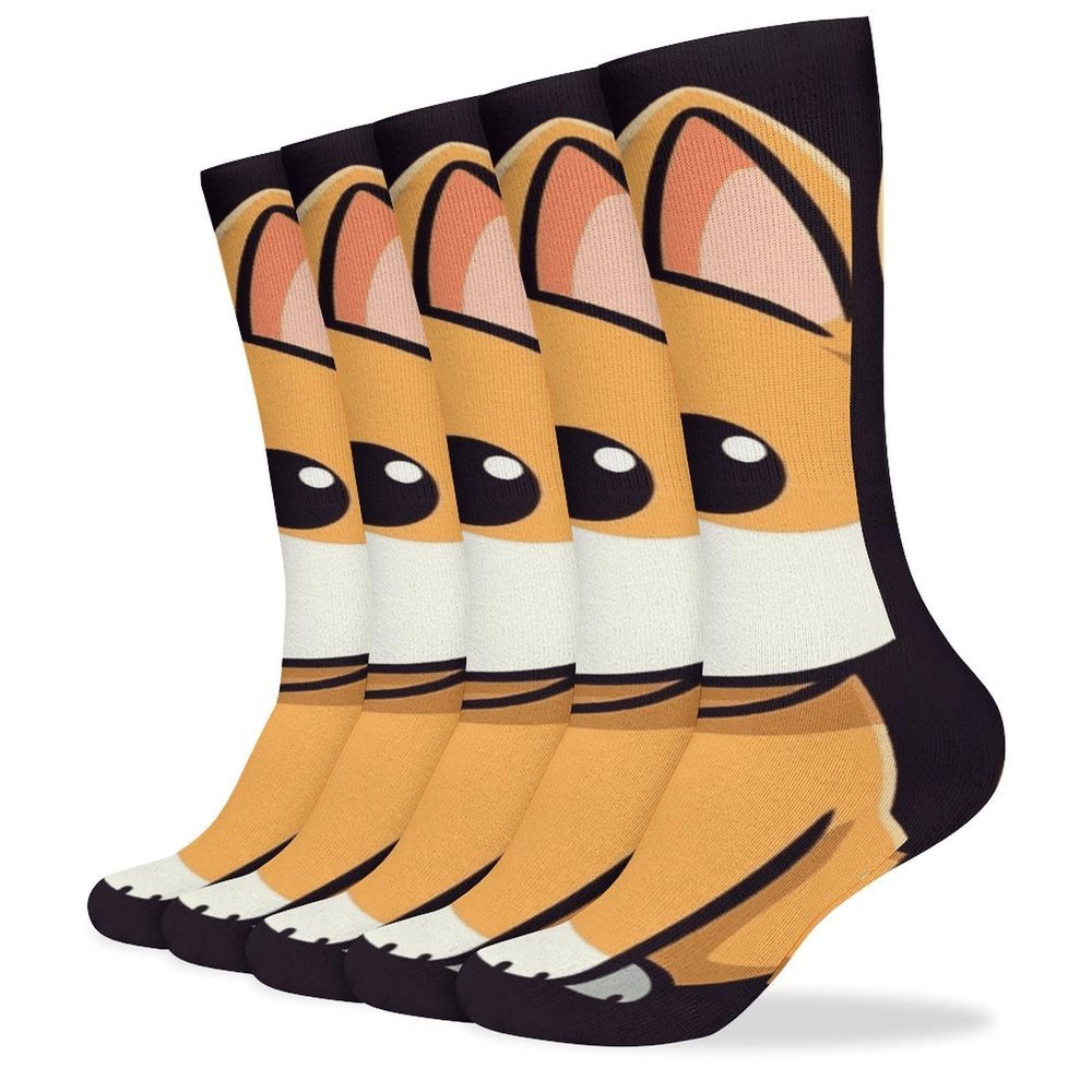 JTKBNVM Cartoon Shiba Inu Socks for Women Men Cotton Sock Breathable Boot Socks Warm Calf Socks for Hiking Work Crew Socks Thin Casual Long Socks 5 Pairs