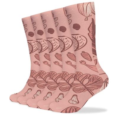 JTKBNVM Acorn Leaf Pattern Socks for Women Men Cotton Sock Breathable Boot Socks Warm Calf Socks for Hiking Work Crew Socks Thin Casual Long Socks 5 Pairs