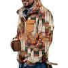 Akivide Men's Fleece Fuzzy Aztec Floral Print Sweatshirt Winter Western Ethnic Graphic Lapel Pullovers Button Oversized Tops view 1