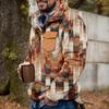 Akivide Men's Fleece Fuzzy Aztec Floral Print Sweatshirt Winter Western Ethnic Graphic Lapel Pullovers Button Oversized Tops view 2