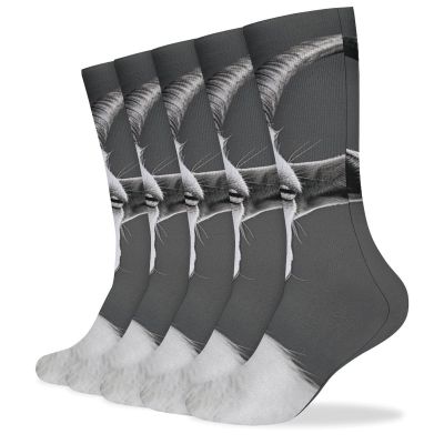 JTKBNVM Black And White Goat Socks for Women Men Cotton Sock Breathable Boot Socks Warm Calf Socks for Hiking Work Crew Socks Thin Casual Long Socks 5 Pairs