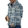 Akivide Men's Fleece Fuzzy Aztec Floral Print Sweatshirt Winter Western Ethnic Graphic Lapel Pullovers Button Oversized Tops view 1