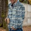 Akivide Men's Fleece Fuzzy Aztec Floral Print Sweatshirt Winter Western Ethnic Graphic Lapel Pullovers Button Oversized Tops view 2