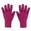 Ayuduots Winter Double Layered Flower Knitted Gloves, Solid Color Thick Velvet Touch Screen Mittens, Unisex Outdoor Gloves
