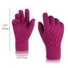 Ayuduots Winter Double Layered Flower Knitted Gloves, Solid Color Thick Velvet Touch Screen Mittens, Unisex Outdoor Gloves view 3