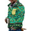 Akivide Men's Fleece Fuzzy Aztec Floral Print Sweatshirt Winter Western Ethnic Graphic Lapel Pullovers Button Oversized Tops view 1