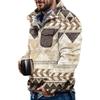 Akivide Men's Fleece Fuzzy Aztec Floral Print Sweatshirt Winter Western Ethnic Graphic Lapel Pullovers Button Oversized Tops view 1