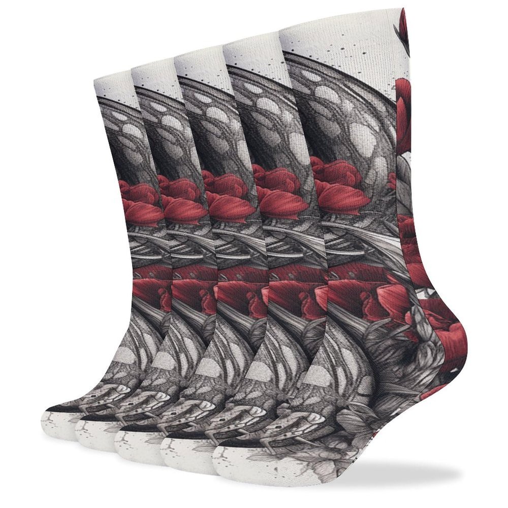 JTKBNVM Animals on Flowers Socks for Women Men Cotton Sock Breathable Boot Socks Warm Calf Socks for Hiking Work Crew Socks Thin Casual Long Socks 5 Pairs