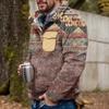 Akivide Men's Fleece Fuzzy Aztec Floral Print Sweatshirt Winter Western Ethnic Graphic Lapel Pullovers Button Oversized Tops view 2