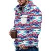 Akivide Men's Fleece Fuzzy Aztec Floral Print Sweatshirt Winter Western Ethnic Graphic Lapel Pullovers Button Oversized Tops