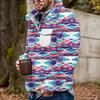 Akivide Men's Fleece Fuzzy Aztec Floral Print Sweatshirt Winter Western Ethnic Graphic Lapel Pullovers Button Oversized Tops view 2