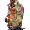 Akivide Men's Fleece Fuzzy Aztec Floral Print Sweatshirt Winter Western Ethnic Graphic Lapel Pullovers Button Oversized Tops view 1