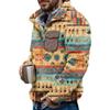 Akivide Men's Fleece Fuzzy Aztec Floral Print Sweatshirt Winter Western Ethnic Graphic Lapel Pullovers Button Oversized Tops view 1