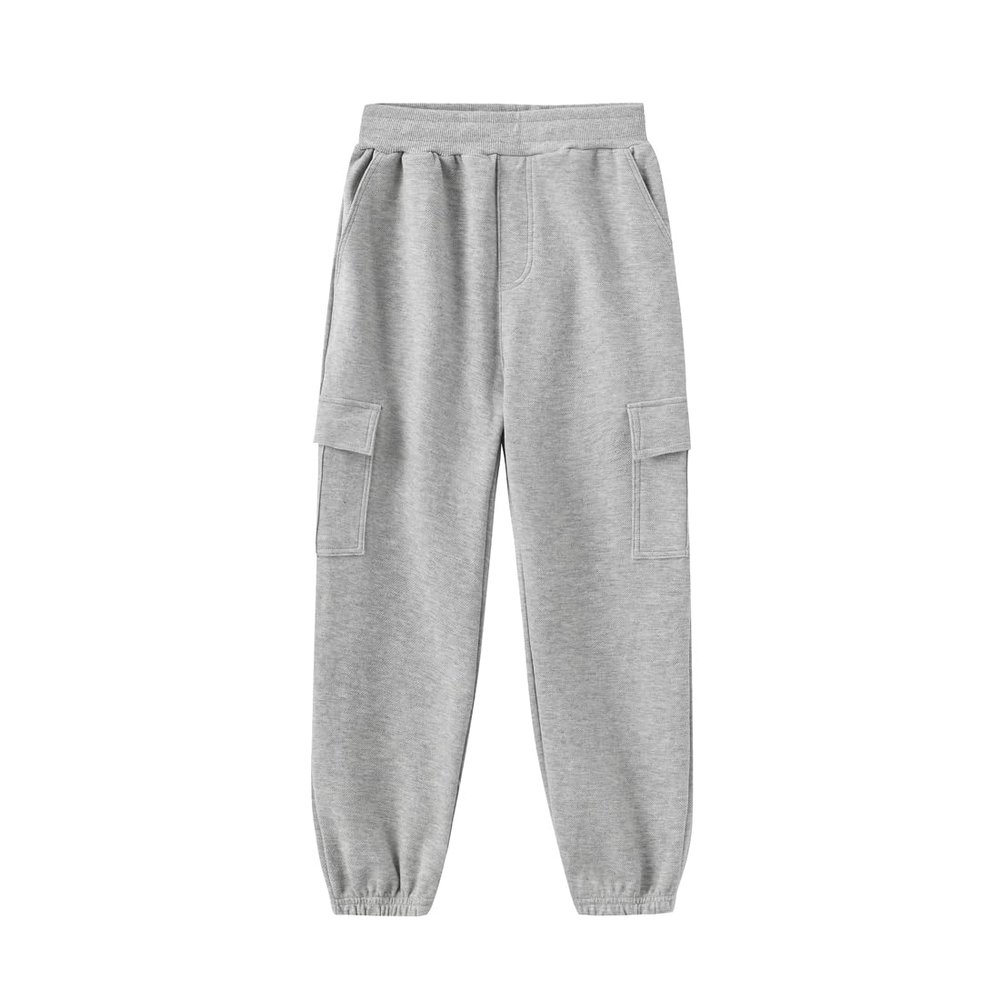 DINGDONG'S CLOSET Kid Boys Girls Pocket Active Pants Jogger Sweatpants (Light Grey,11-12T)