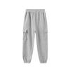 DINGDONG'S CLOSET Kid Boys Girls Pocket Active Pants Jogger Sweatpants (Light Grey,11-12T) view 2