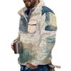 Akivide Men's Fleece Fuzzy Aztec Floral Print Sweatshirt Winter Western Ethnic Graphic Lapel Pullovers Button Oversized Tops view 1
