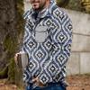 Akivide Men's Fleece Fuzzy Aztec Floral Print Sweatshirt Winter Western Ethnic Graphic Lapel Pullovers Button Oversized Tops view 2