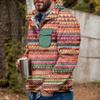 Akivide Men's Fleece Fuzzy Aztec Floral Print Sweatshirt Winter Western Ethnic Graphic Lapel Pullovers Button Oversized Tops view 2