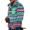 Akivide Men's Fleece Fuzzy Aztec Floral Print Sweatshirt Winter Western Ethnic Graphic Lapel Pullovers Button Oversized Tops view 1