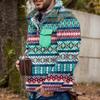 Akivide Men's Fleece Fuzzy Aztec Floral Print Sweatshirt Winter Western Ethnic Graphic Lapel Pullovers Button Oversized Tops view 2