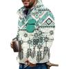 Akivide Men's Fleece Fuzzy Aztec Floral Print Sweatshirt Winter Western Ethnic Graphic Lapel Pullovers Button Oversized Tops view 1