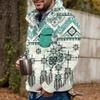 Akivide Men's Fleece Fuzzy Aztec Floral Print Sweatshirt Winter Western Ethnic Graphic Lapel Pullovers Button Oversized Tops view 2