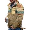 Akivide Men's Fleece Fuzzy Aztec Floral Print Sweatshirt Winter Western Ethnic Graphic Lapel Pullovers Button Oversized Tops view 1