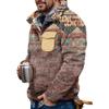 Akivide Men's Fleece Fuzzy Aztec Floral Print Sweatshirt Winter Western Ethnic Graphic Lapel Pullovers Button Oversized Tops view 1