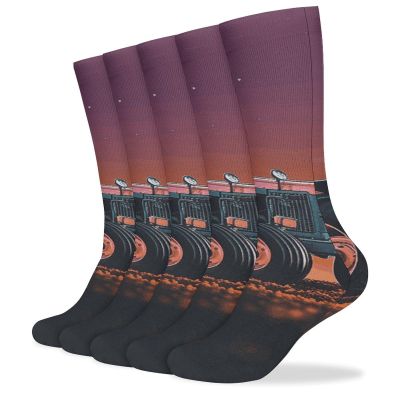 JTKBNVM Aesthetic Tractor Socks for Women Men Cotton Sock Breathable Boot Socks Warm Calf Socks for Hiking Work Crew Socks Thin Casual Long Socks 5 Pairs