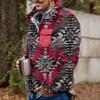 Akivide Men's Fleece Fuzzy Aztec Floral Print Sweatshirt Winter Western Ethnic Graphic Lapel Pullovers Button Oversized Tops view 2