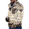 Akivide Men's Fleece Fuzzy Aztec Floral Print Sweatshirt Winter Western Ethnic Graphic Lapel Pullovers Button Oversized Tops view 1