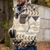 Akivide Men's Fleece Fuzzy Aztec Floral Print Sweatshirt Winter Western Ethnic Graphic Lapel Pullovers Button Oversized Tops view 2