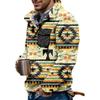 Akivide Men's Fleece Fuzzy Aztec Floral Print Sweatshirt Winter Western Ethnic Graphic Lapel Pullovers Button Oversized Tops view 1