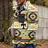 Akivide Men's Fleece Fuzzy Aztec Floral Print Sweatshirt Winter Western Ethnic Graphic Lapel Pullovers Button Oversized Tops view 2