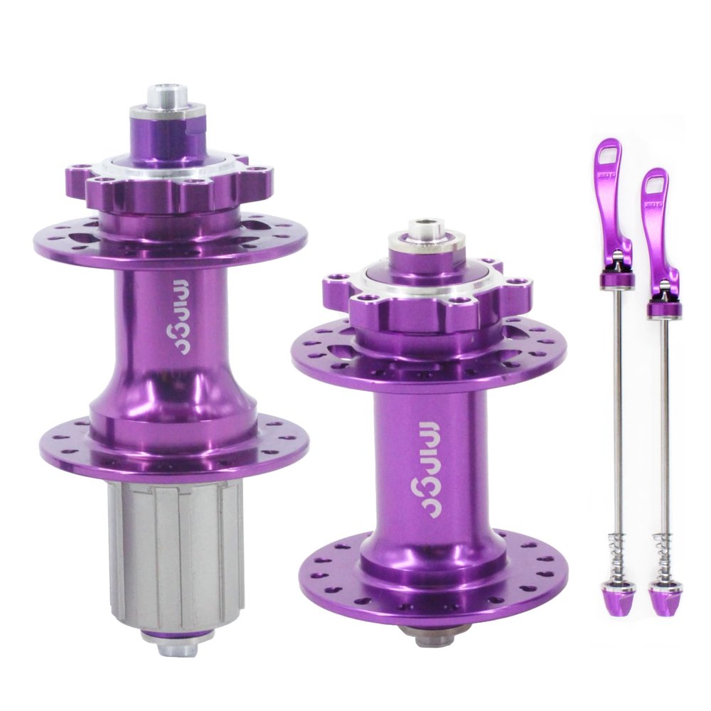 rningo MTB Bike Hubs Disc Brake 32/36 Holes,Quick Release Front M9*100mm Rear M10*135mmHigh-Strength Hubset for HG System Standard 8-11 Speed Cassette (Purple, 36H)