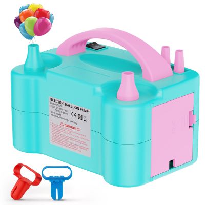 Motorenbau Electric Balloon Pump, Portable Electric Balloon Blower Machine Balloon Air Pump, Dual Nozzle 110V 600W Balloon Inflator for Party Decoration Christmas Birthday-Blue