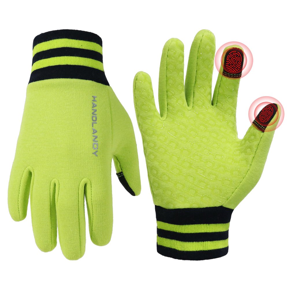 HANDALNDY Winter Riding Gloves, Touchscreen Cycling Outdoors Sports Gloves with Grip for Boys Girls(Kids Green, Kids Small)