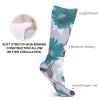 JTKBNVM Teal Grey And White Floral Socks for Women Men Cotton Sock Breathable Boot Socks Warm Calf Socks for Hiking Work Crew Socks Thin Casual Long Socks 5 Pairs view 3