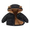 YEAHDOR Unisex Baby Winter Snowsuit Toddler Boy Girls Cute Ear Hooded Zipper Thicken Coat with Pockets Casual Wear Black 3-5 Years view 1