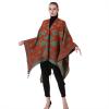 GIBZ Women Shawl Wrap Winter Soft Retro Stripe Print Poncho Cape Open Front Warm Casual Sweater Ponchos Red 4 135 * 175cm view 2