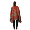 GIBZ Women Shawl Wrap Winter Soft Retro Stripe Print Poncho Cape Open Front Warm Casual Sweater Ponchos Red 4 135 * 175cm view 3