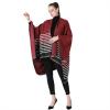 GIBZ Women Shawl Wrap Winter Soft Retro Stripe Print Poncho Cape Open Front Warm Casual Sweater Ponchos Red 2 135 * 175cm view 3