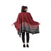 GIBZ Women Shawl Wrap Winter Soft Retro Stripe Print Poncho Cape Open Front Warm Casual Sweater Ponchos Red 2 135 * 175cm view 4