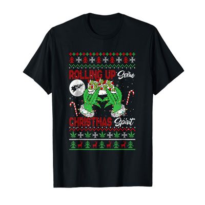 Rolling Up Some Xmas Spirit Funny Santa Smoker Sweater T-Shirt